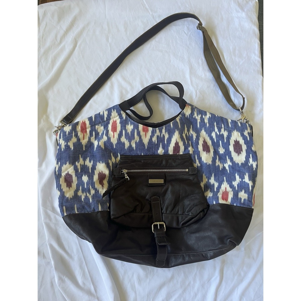 Navajo Southwestern Soul Tylie Malibu Leather & Canvas Large Handbag Boho Aztec